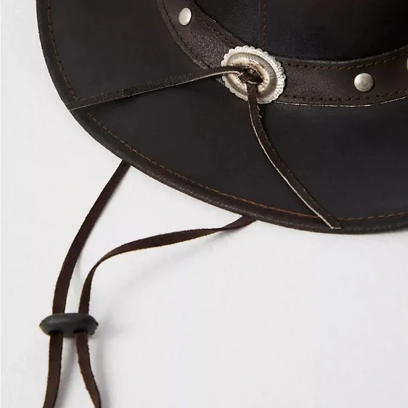 Free People X Understated Leather Gold Coast Hat Cowboy Hat O/S New - Picture 6 of 12